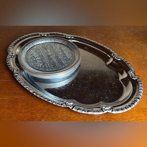 Vintage Chrome-Plated Coasters and Serving Tray - Set of 6